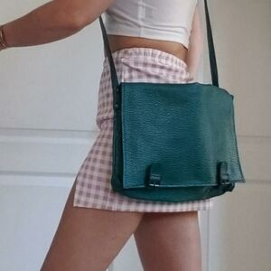 ELPRO Faux Leather Teal Crossbody Satchel Bag